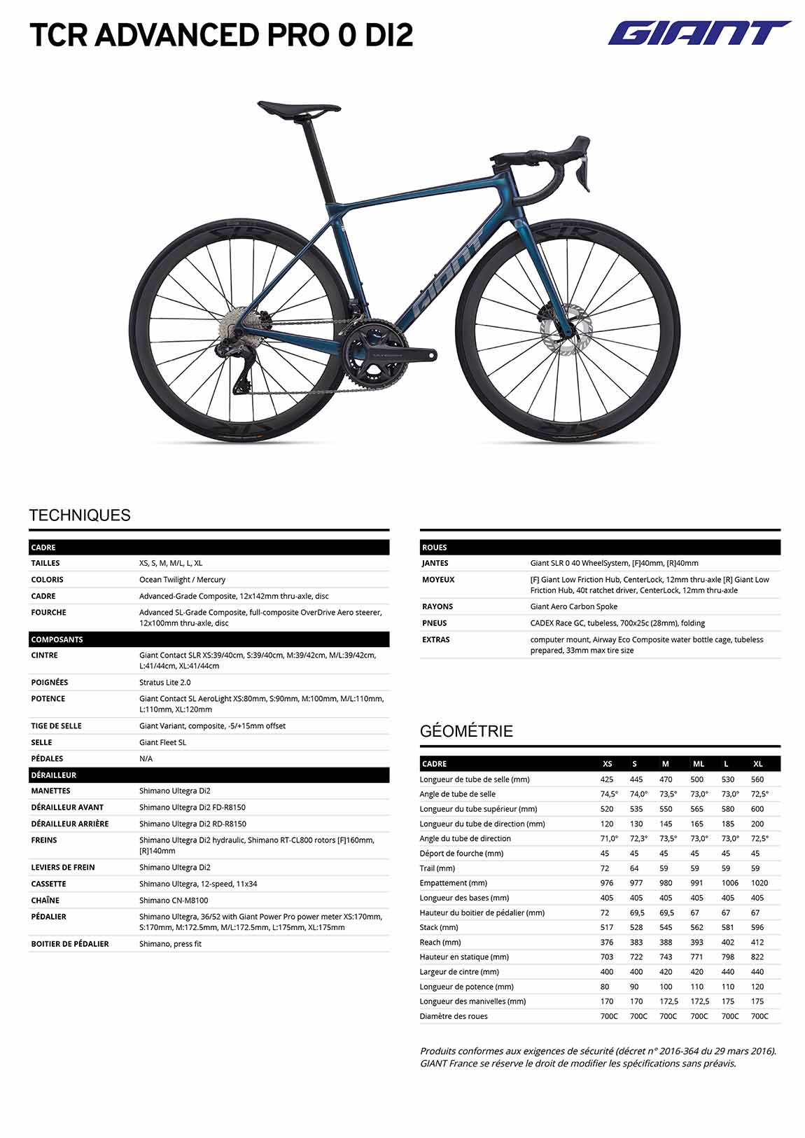 GIANT TCR Advanced Pro 0 Di2 2025 - VELOSEINE